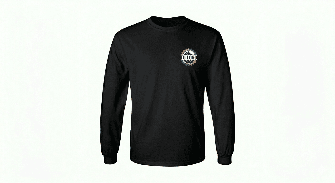 camiseta manga larga negra tu logo pecho